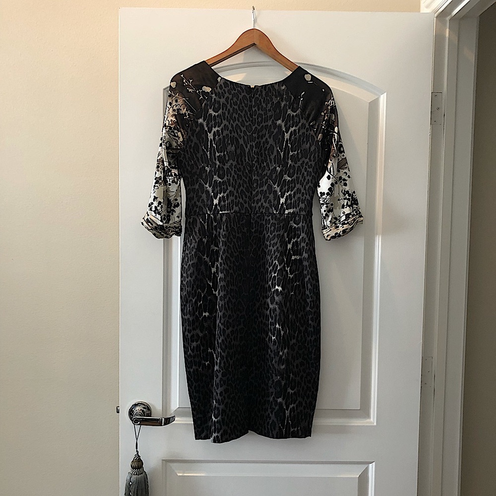 Tahari animal print silk/satin dress Sz 8